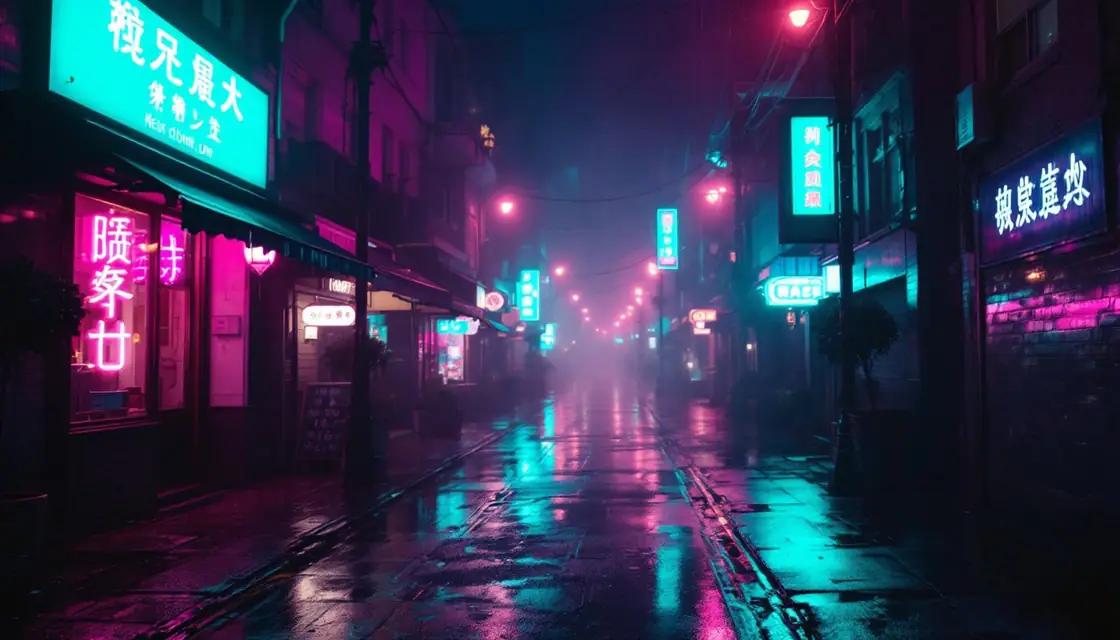 A Birmingham street at night lit by neon